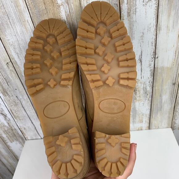 David Aaron Mid Calf Tan Nubuck Leather Lace Up Eyelet Heeled Boots 7 M Spain - Picture 8 of 11